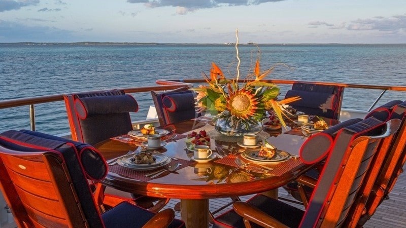 dining on yacht