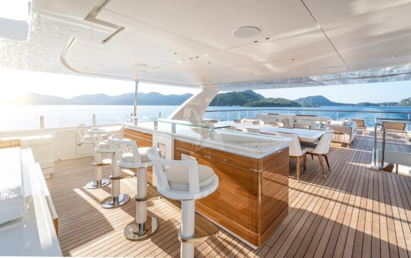 Sunrise yacht deck bar